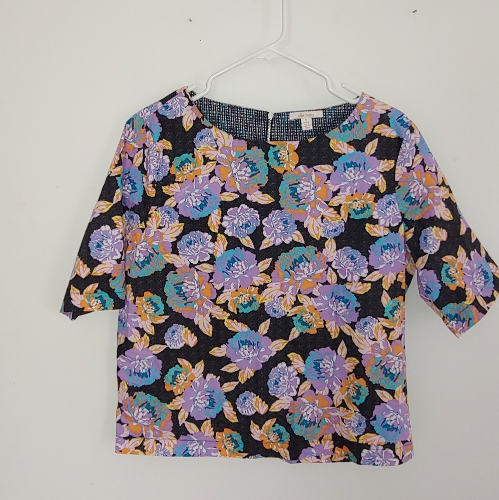 Ella Moss Half-Sleeve Floral top